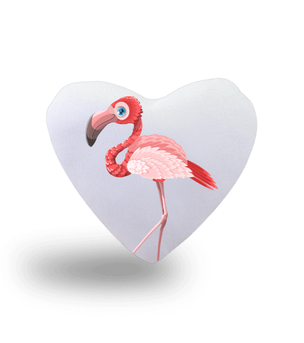 Tisho - Flamingo Desenli Kalp Yastık Kalp Yastık