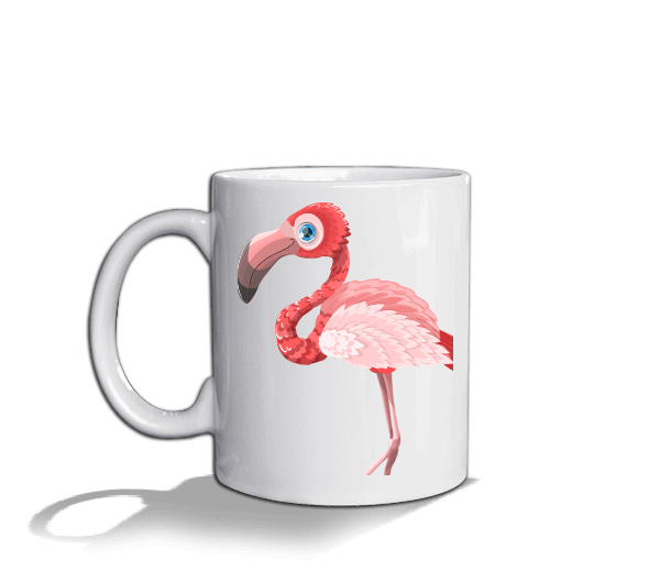 Tisho - Flamingo Desenli Kupa Beyaz Beyaz Kupa Bardak