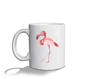 Tisho - Flamingo Desenli Kupa Beyaz Beyaz Kupa Bardak