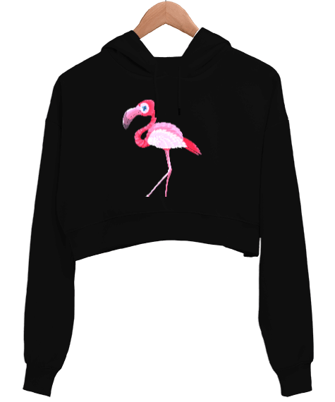 Tisho - flamingo Kadın Crop Hoodie Kapüşonlu Sweatshirt