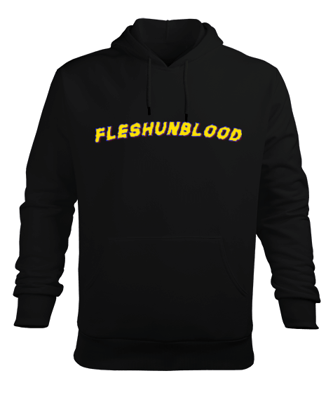 Tisho - Fleshunblood yazılı Erkek Kapüşonlu Hoodie Sweatshirt