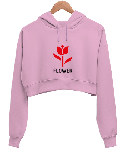 Tisho - Flower Kadın Crop Hoodie Kapüşonlu Sweatshirt