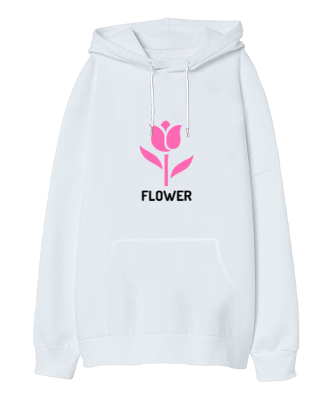 Tisho - Flower Oversize Unisex Kapüşonlu Sweatshirt