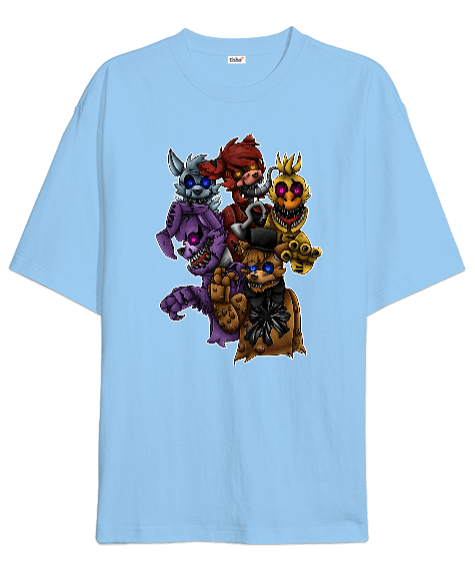 Tisho - FNAF Five Nights at Freddys Baskılı Oversize Unisex Tişört