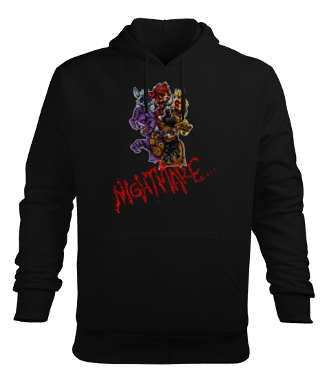 Fnaf Five Nights at Freddys Nightmare Siyah Erkek Kapüşonlu Hoodie Sweatshirt