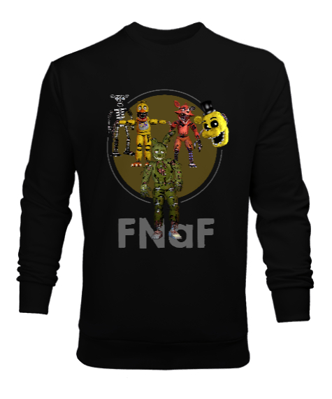 Tisho - Fnaf Five Nights at Freddys Siyah Erkek Sweatshirt