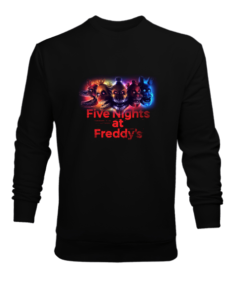 Tisho - Fnaf Five Nights at Freddys V16 Siyah Erkek Sweatshirt
