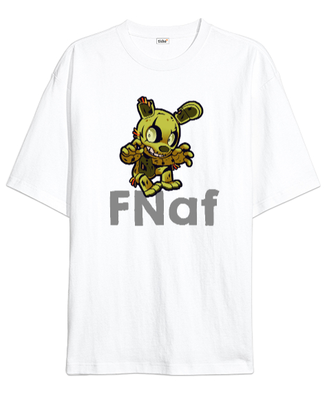 Tisho - Fnaf Five Nights at Freddys V2 Beyaz Oversize Unisex Tişört