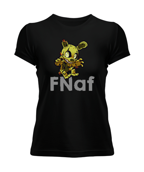 Tisho - Fnaf Five Nights at Freddys V2 Siyah Kadın Tişört