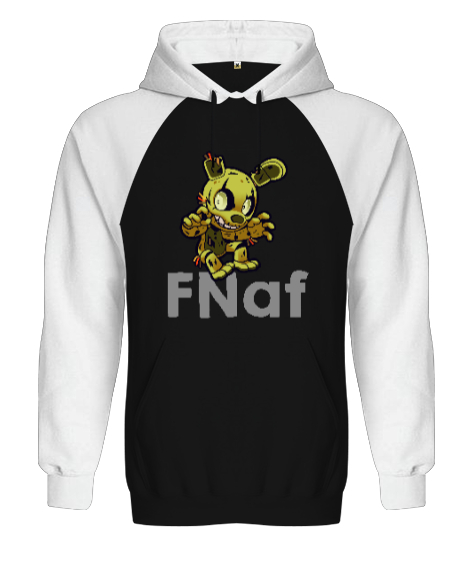 Tisho - Fnaf Five Nights at Freddys V2 Siyah/Beyaz Orjinal Reglan Hoodie Unisex Sweatshirt