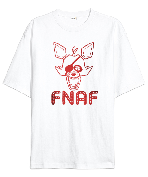 Tisho - Fnaf - Freddy Nights Beyaz Oversize Unisex Tişört
