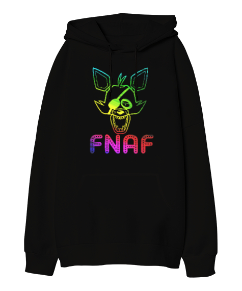 Tisho - Fnaf - Freddy Nights Siyah Oversize Unisex Kapüşonlu Sweatshirt