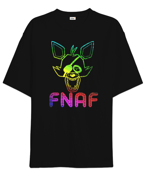 Tisho - Fnaf - Freddy Nights Siyah Oversize Unisex Tişört