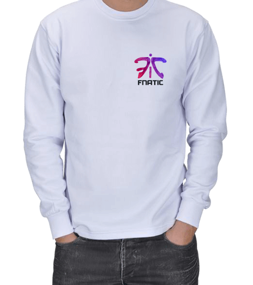 Tisho - Fnatic Beyaz Düz ERKEK SWEATSHIRT