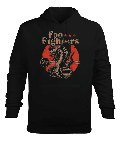 Tisho - Foo Fighters Rock Tasarım Baskılı Siyah Erkek Kapüşonlu Hoodie Sweatshirt