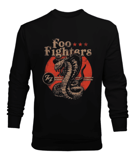 Tisho - Foo Fighters Rock Tasarım Baskılı Siyah Erkek Sweatshirt
