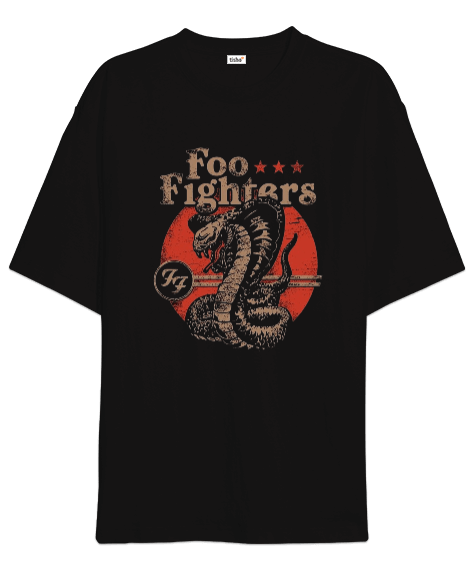 Tisho - Foo Fighters Rock Tasarım Baskılı Siyah Oversize Unisex Tişört
