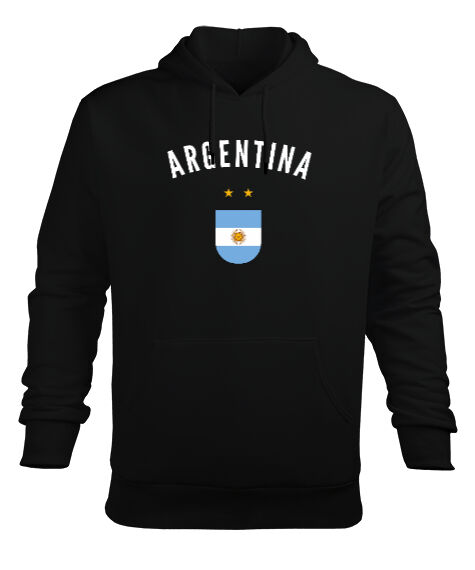 Tisho - Football Argentina World Champion Arjantin Dünya Kupası Siyah Erkek Kapüşonlu Hoodie Sweatshirt