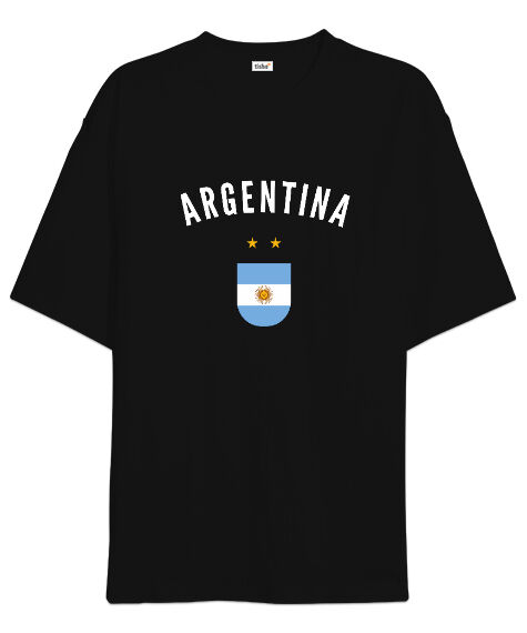 Tisho - Football Argentina World Champion Arjantin Dünya Kupası Siyah Oversize Unisex Tişört