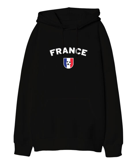 Tisho - Football France World Champion Fransa Dünya Kupası Siyah Oversize Unisex Kapüşonlu Sweatshirt