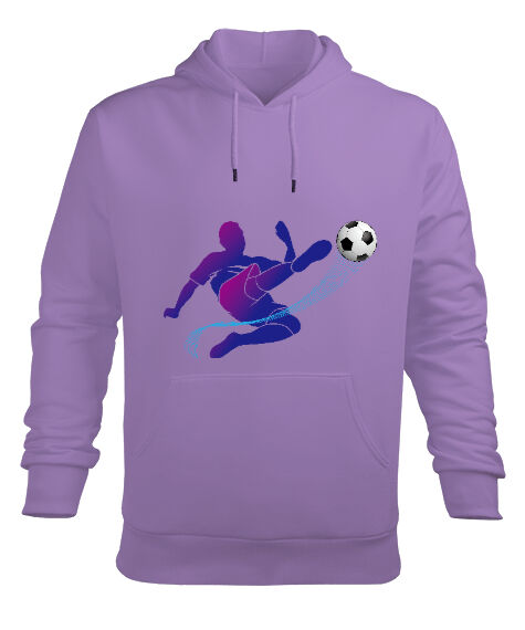 Tisho - Football Lila Erkek Kapüşonlu Hoodie Sweatshirt