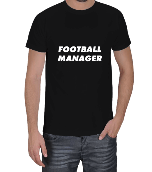 Tisho - Football Manager yazılı siyah Erkek Tişört