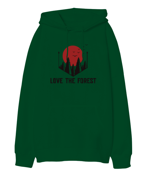 Tisho - Forest Oversize Unisex Kapüşonlu Sweatshirt