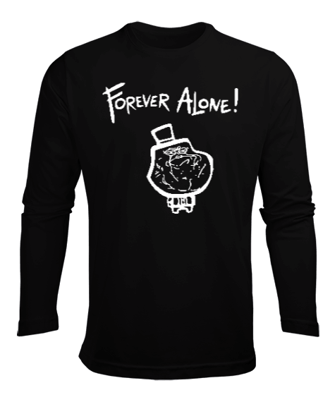 Tisho - Forever Alone Siyah Erkek Uzun Kol Yazlık Tişört