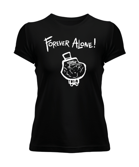 Tisho - Forever Alone Siyah Kadın Tişört