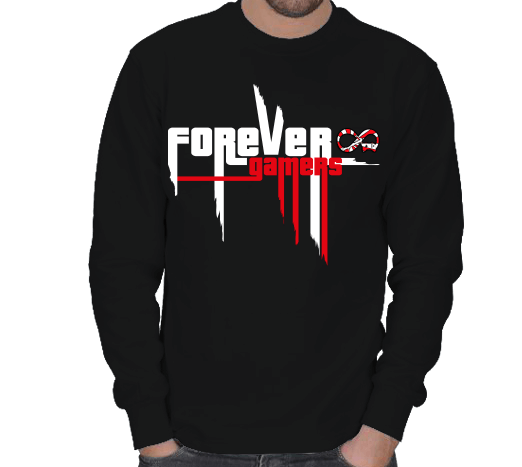 Tisho - Forever Gamers Beyaz Erkek UZUN KIŞLIK Siyah ERKEK SWEATSHIRT