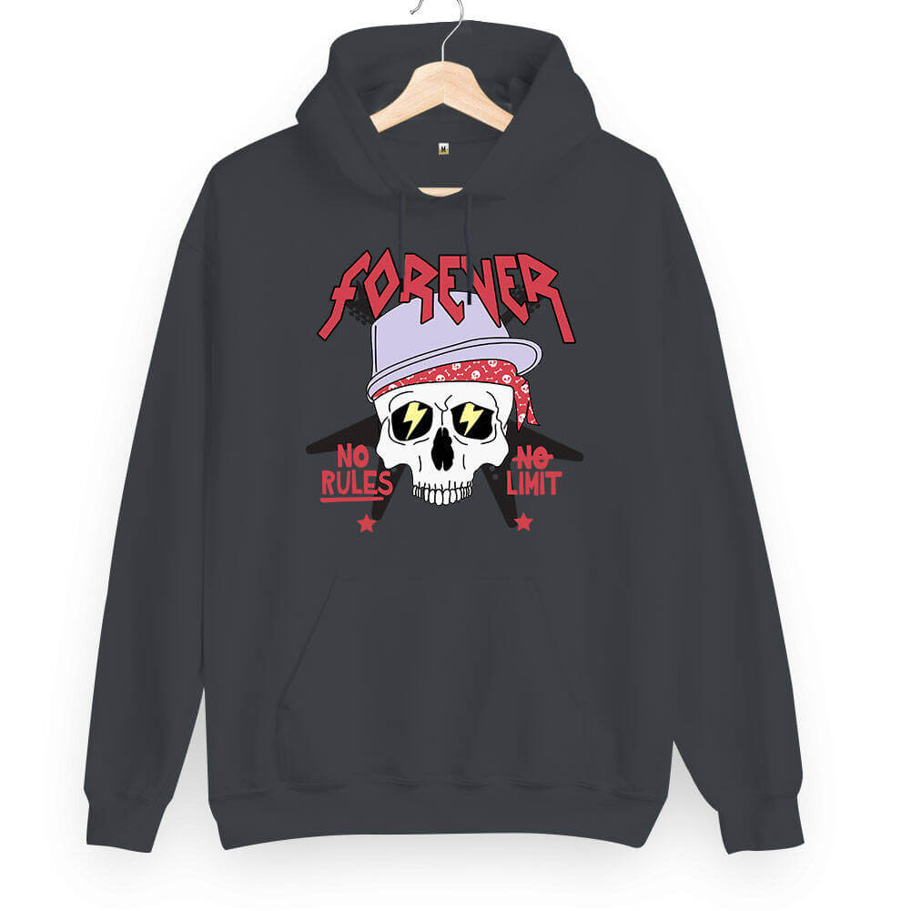 Forever Rock Skull Unisex Kapüşonlu Sweatshirt