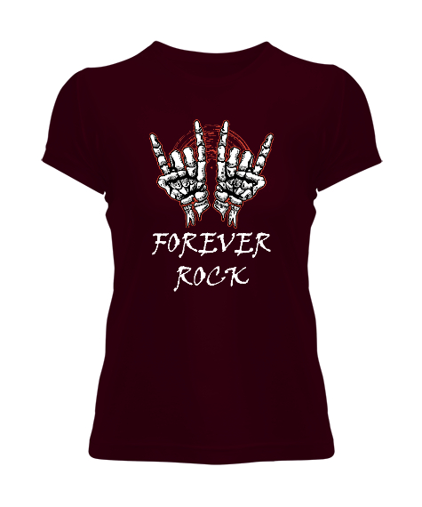 Tisho - Forever Rock V3 Bordo Kadın Tişört