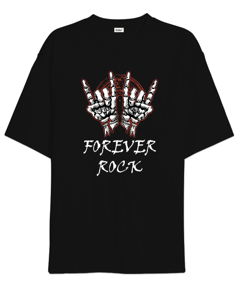 Tisho - Forever Rock V3 Siyah Oversize Unisex Tişört