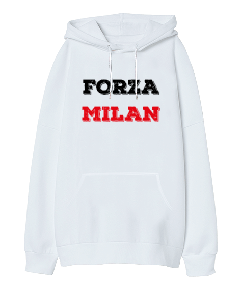 Tisho - Forza Milan Oversize Unisex Kapüşonlu Sweatshirt