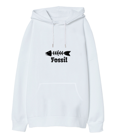 Tisho - Fosil Beyaz Oversize Unisex Kapüşonlu Sweatshirt