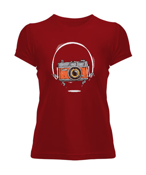 Tisho - Fotoğraf Makinesi Kırmızı Kadın Tişört