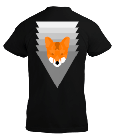 Fox Low Poly Polygon Tasarım Erkek Tişört - Thumbnail