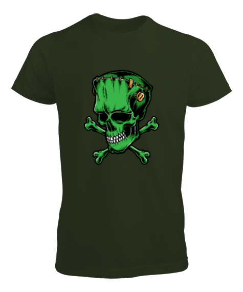 Tisho - Frankenstein Skull - Kafatası Haki Yeşili Erkek Tişört