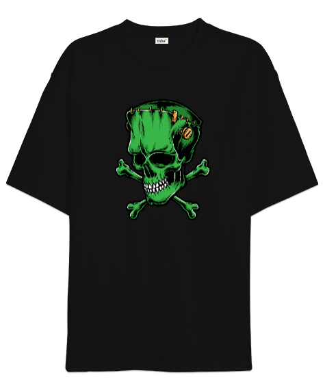 Tisho - Frankenstein Skull - Kafatası Siyah Oversize Unisex Tişört