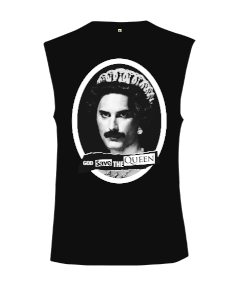 Tisho - Freddie Mercury God Save The Queen Tasarım Baskılı Kesik Kol Unisex Tişört