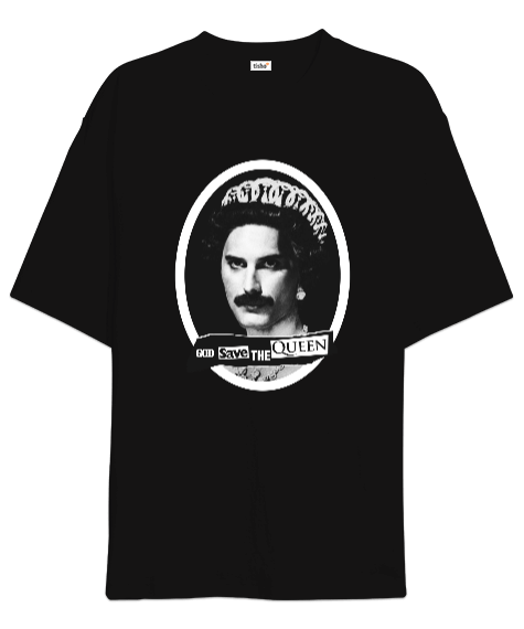 Tisho - Freddie Mercury God Save The Queen Tasarım Baskılı Oversize Unisex Tişört