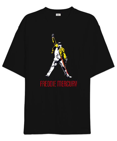 Tisho - Freddie Mercury - Queen- Siyah Oversize Unisex Tişört