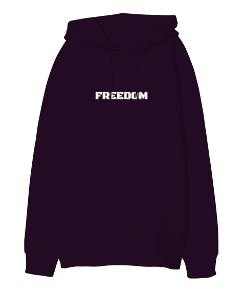 Tisho - Freedom Koyu Mor Oversize Unisex Kapüşonlu Sweatshirt