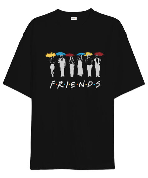 Tisho - Friends Siyah Oversize Unisex Tişört