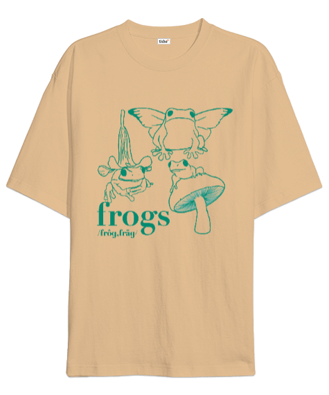 Tisho - Frogs Kurbağalar Oversize Unisex Tişört