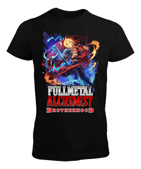 Tisho - Fullmetal Alchemist Brotherhood Anime Tasarım Baskılı Erkek Tişört