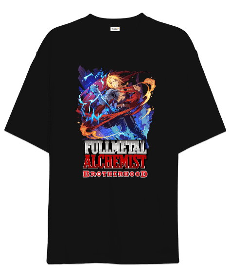 Tisho - Fullmetal Alchemist Brotherhood Anime Tasarım Baskılı Oversize Unisex Tişört