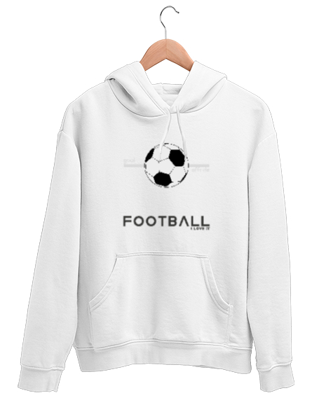 Tisho - Futbol 1 Beyaz Unisex Kapşonlu Sweatshirt