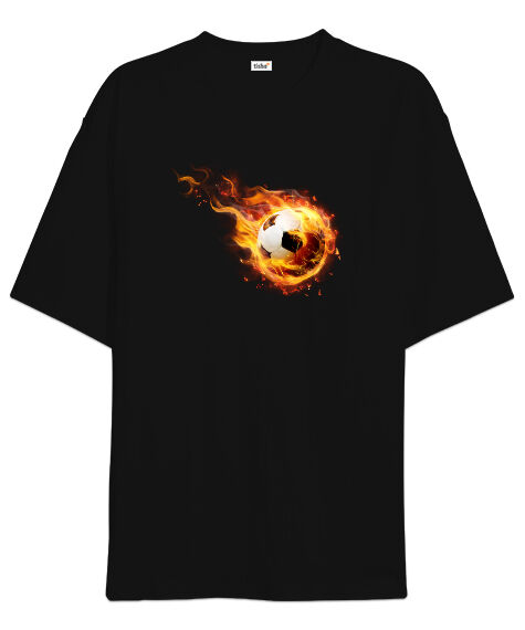 Tisho - Futbol Ateşi Siyah Oversize Unisex Tişört