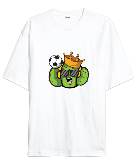 Tisho - Futbol Kralı Kaktüs Beyaz Oversize Unisex Tişört